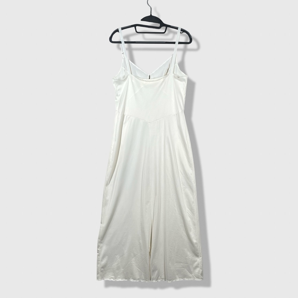 Olga Full Slip Lingerie Dress Womens 34 White Vintage Lace Trim Coquette - Picture 5 of 9